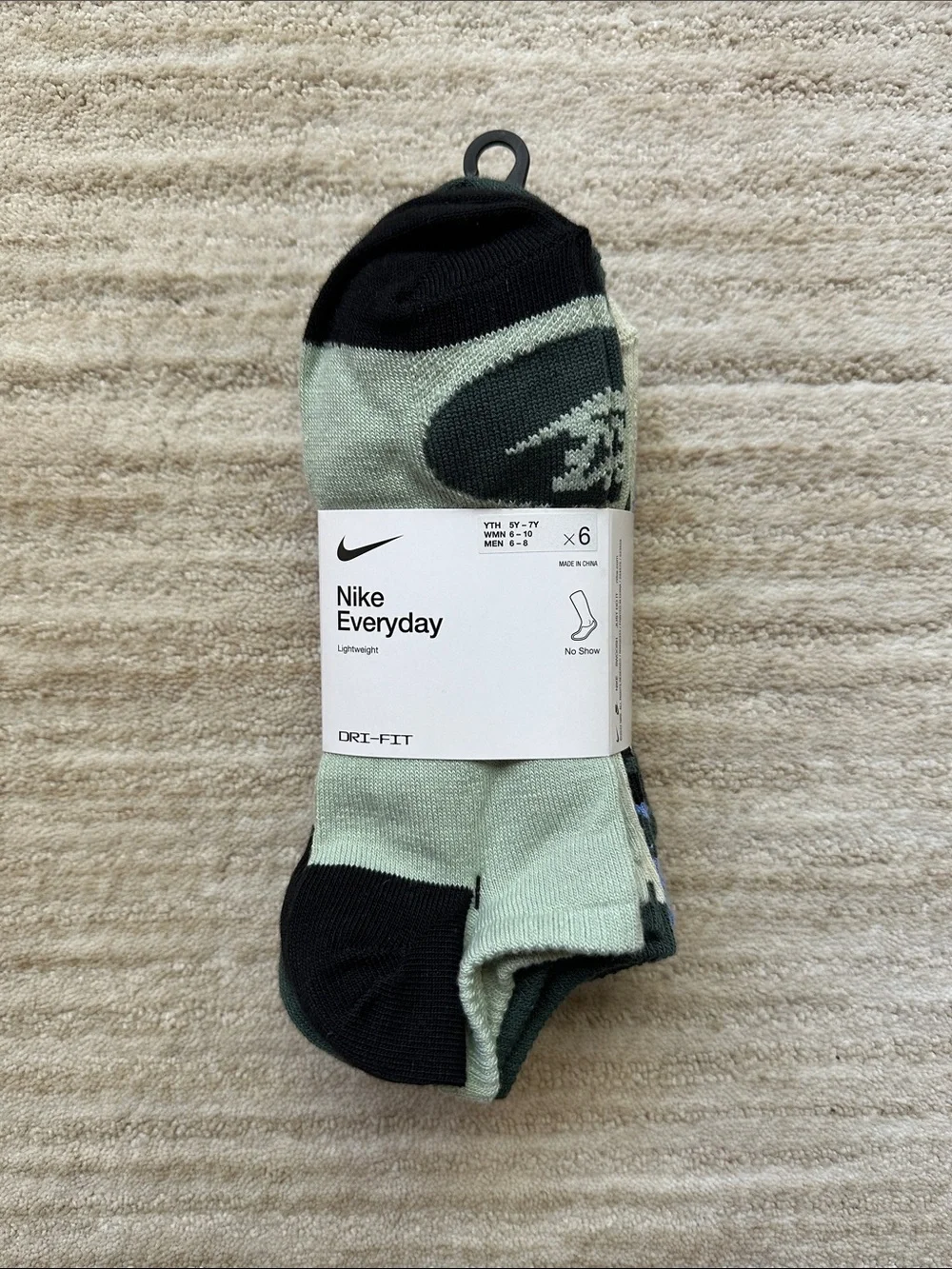 NWT 6 Pack of Nike Everyday Lightweight Training No-Show Socks Drifit Green Blu